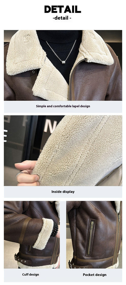 Fur Integrated Motorcycle Jacket Men&