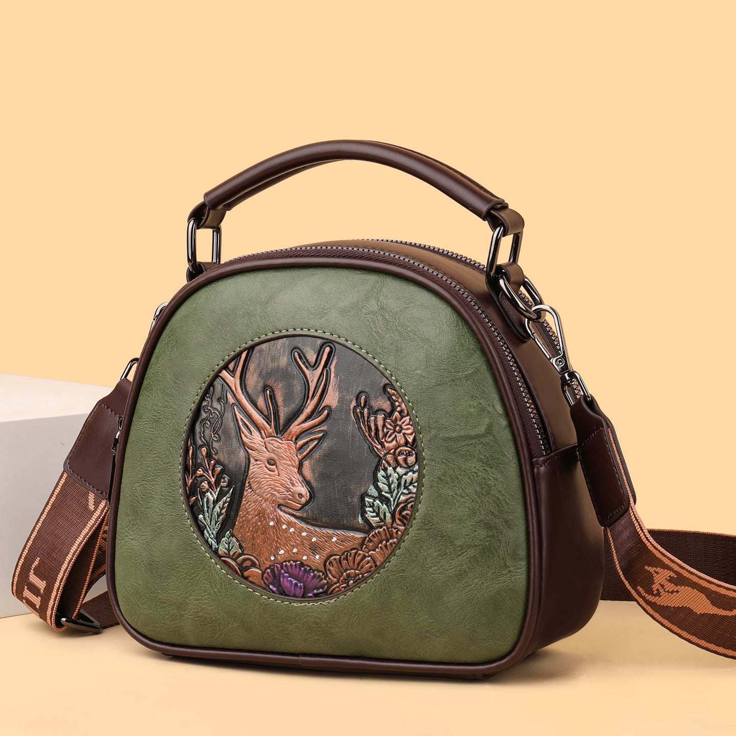 Retro Embossing Large Capacity Women&