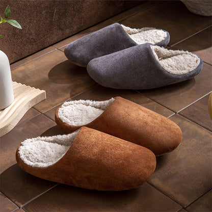 Home Wooden Floor Soft Bottom Deerskin Velvet Bottom Warm Couple Slippers