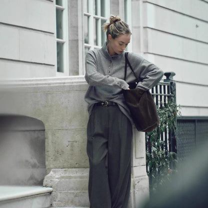 Mock-neck Stripes Sweater Sweater For Women