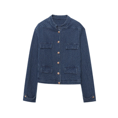 Texture Profile Classic Style Denim Jacket Coat