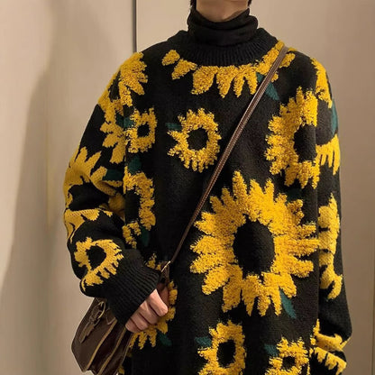 Japanese-style Retro High Street Lazy Sunflower Sweater