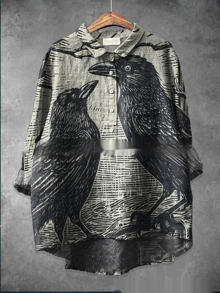 Round Neck Shirt Vintage Printed Shirt