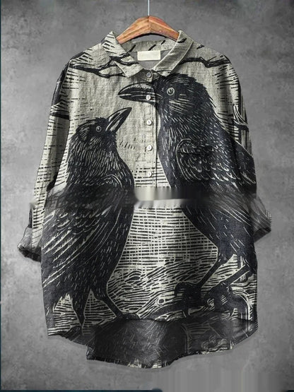 Round Neck Shirt Vintage Printed Shirt