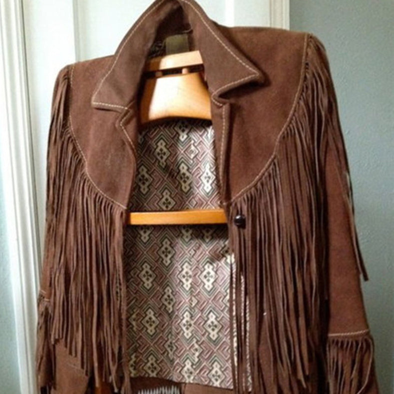 Suede Tassel Long-sleeved Ethnic Jacket
