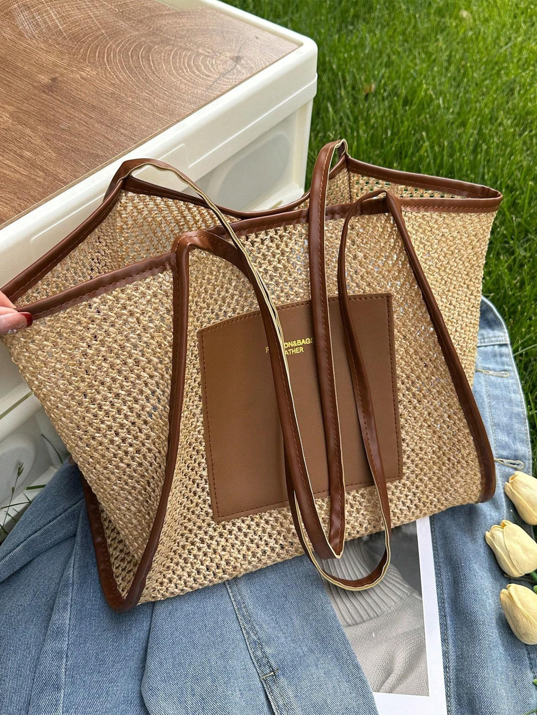 Braided Large-capacity Fashionable Korean Handbag New Versatile Ins Casual And Stylish Shoulder Tote Bag