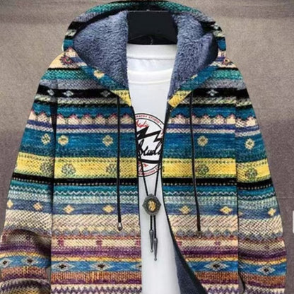 Printed Plush Lined Thickened Long-sleeved Windproof Jacket