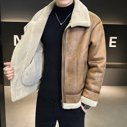 Fur Integrated Motorcycle Jacket Men&