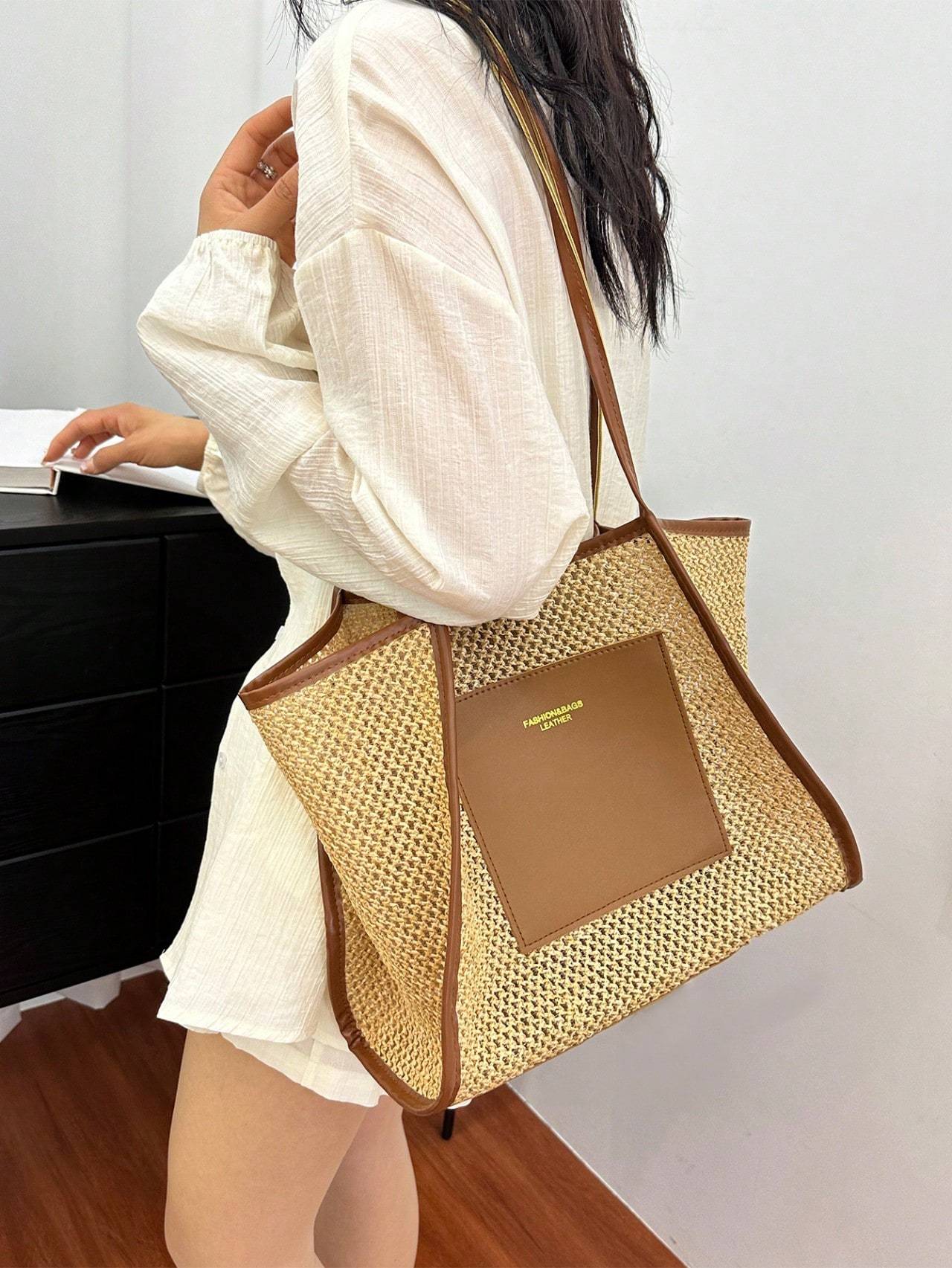 Braided Large-capacity Fashionable Korean Handbag New Versatile Ins Casual And Stylish Shoulder Tote Bag