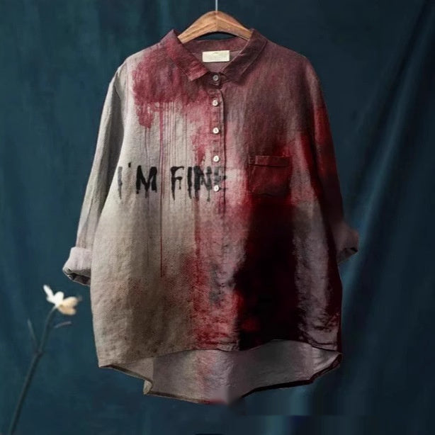 Round Neck Shirt Vintage Printed Shirt