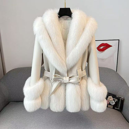 Fashion Thick Mid-length Leather Fur Coat