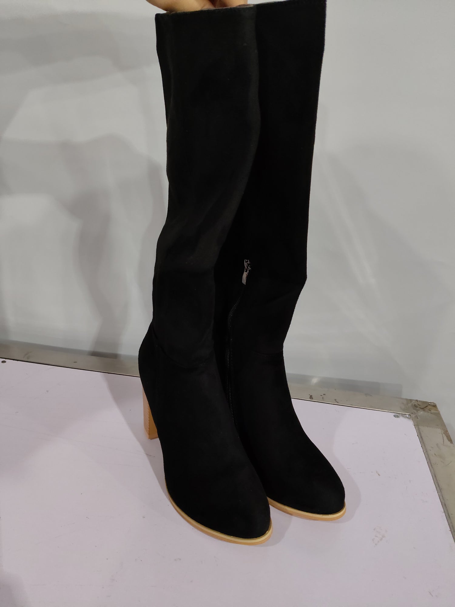 Womens Boots Shoes Heeled Knee High Elegant Solid Color Zipper