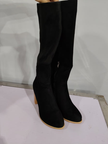 Womens Boots Shoes Heeled Knee High Elegant Solid Color Zipper