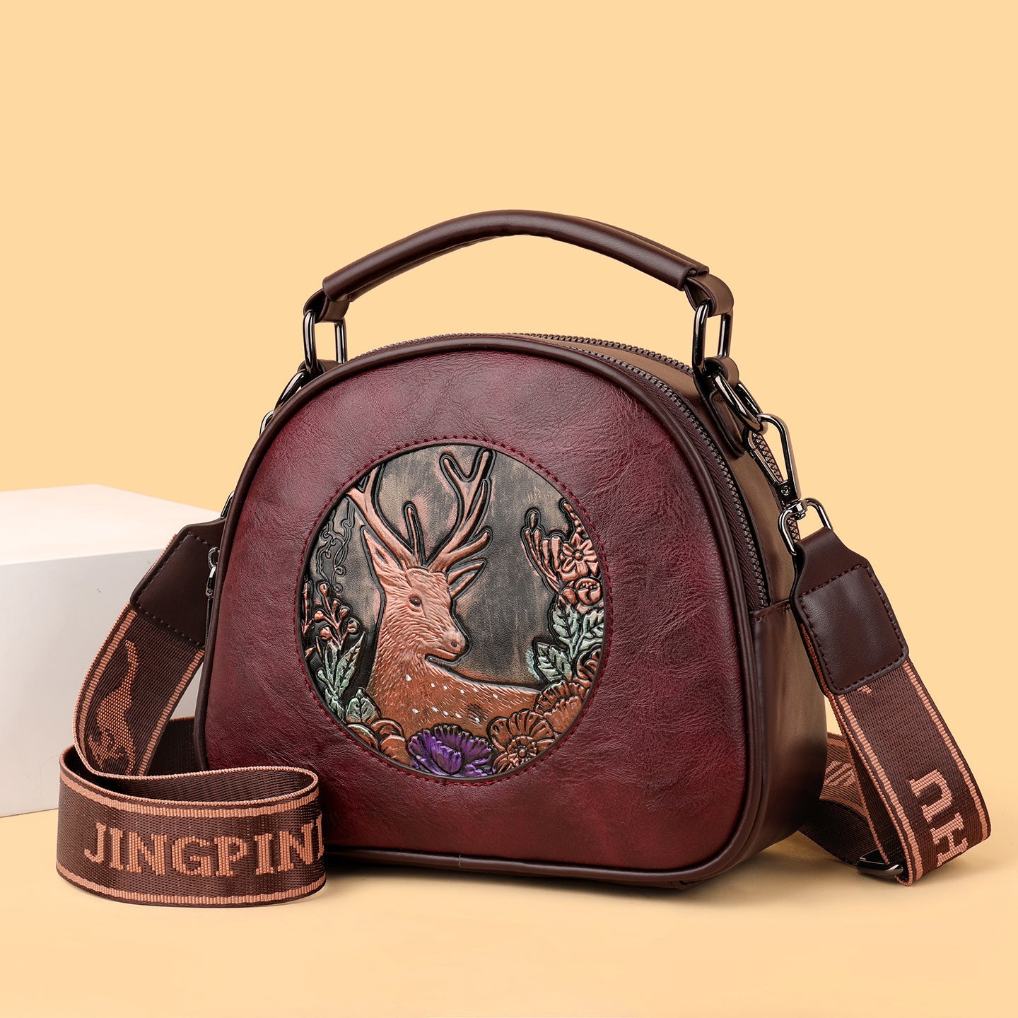 Retro Embossing Large Capacity Women&