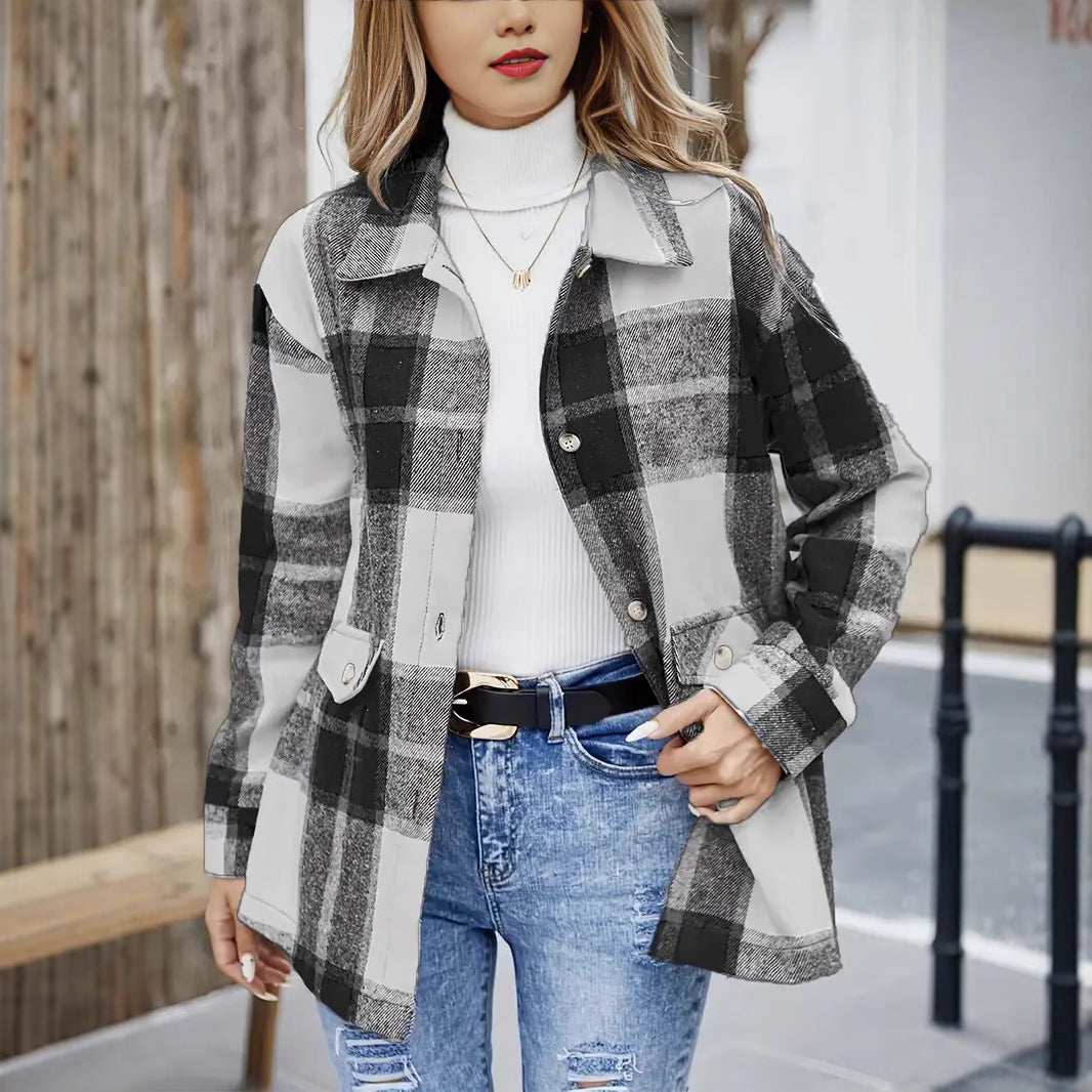 Flannel Thickened Casual Fashion All-matching Plaid Shirt Outside