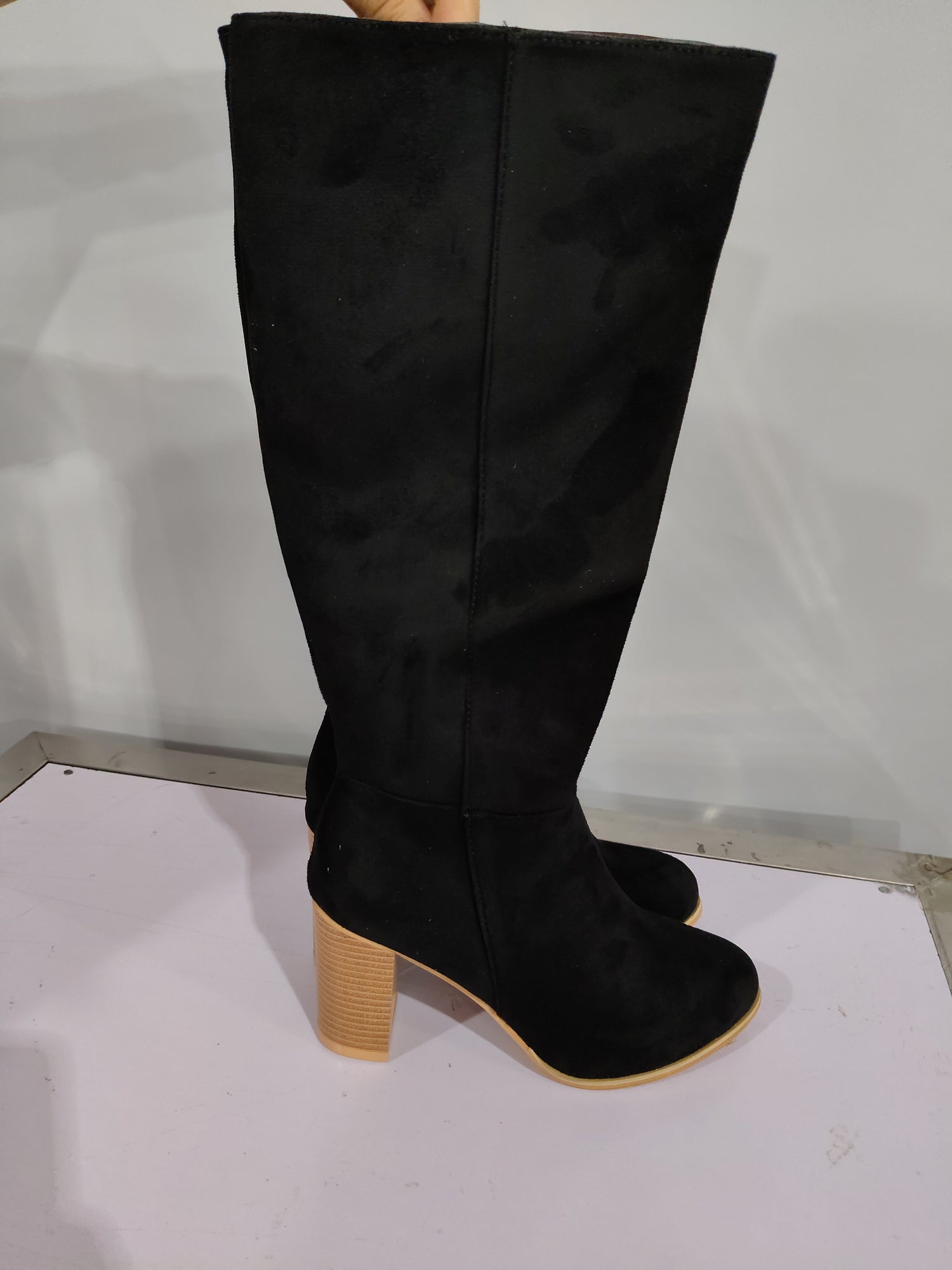 Womens Boots Shoes Heeled Knee High Elegant Solid Color Zipper