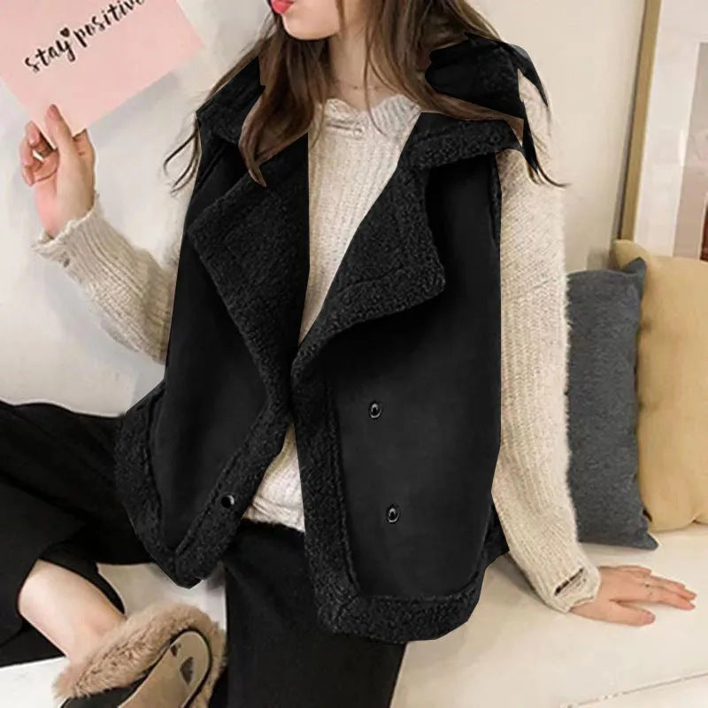 Fashion Casual Women Suede Vest Cardigan