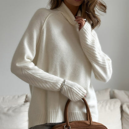 Autumn And Winter White Knitted Sweater Loose Casual Knitted For Women