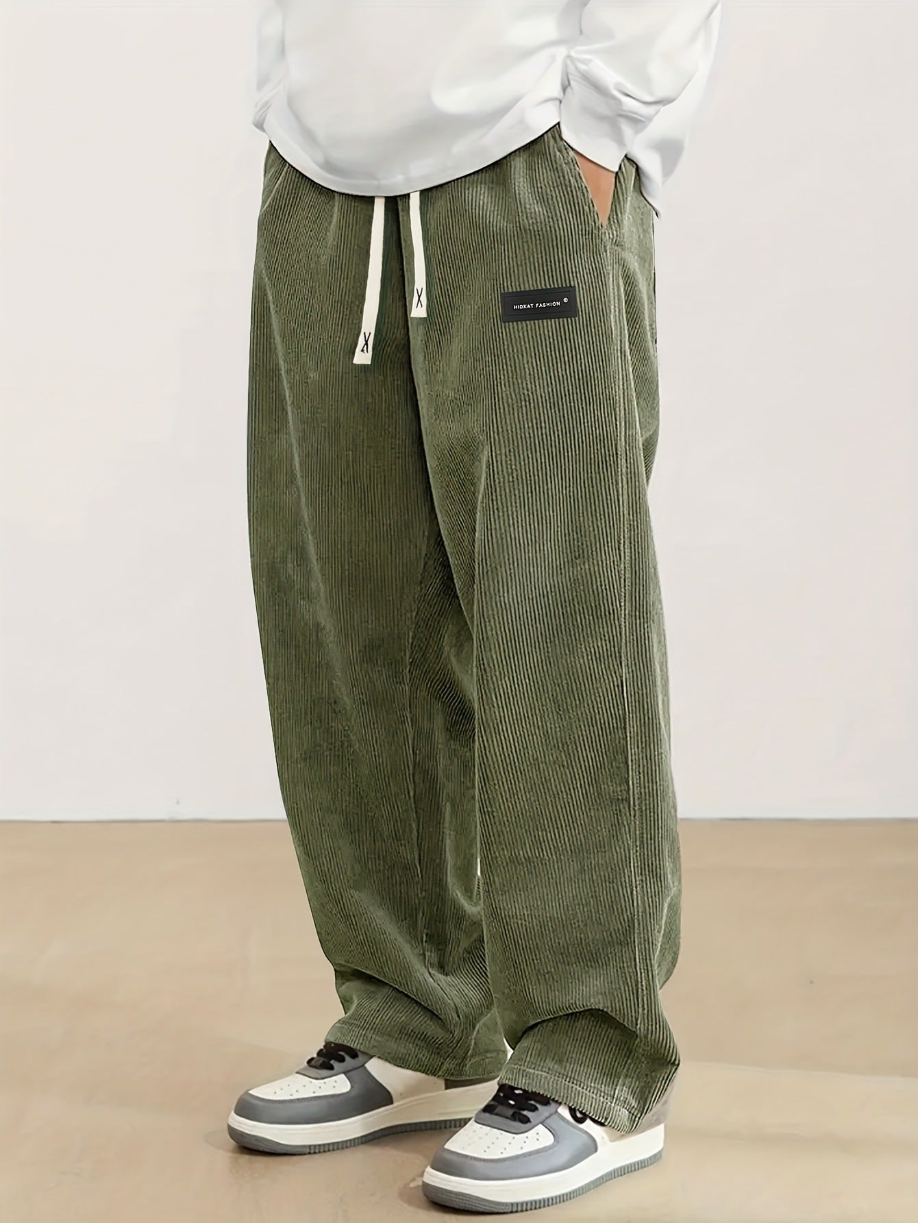 Fashionable European-style American-style Draping Straight Corduroy Trousers
