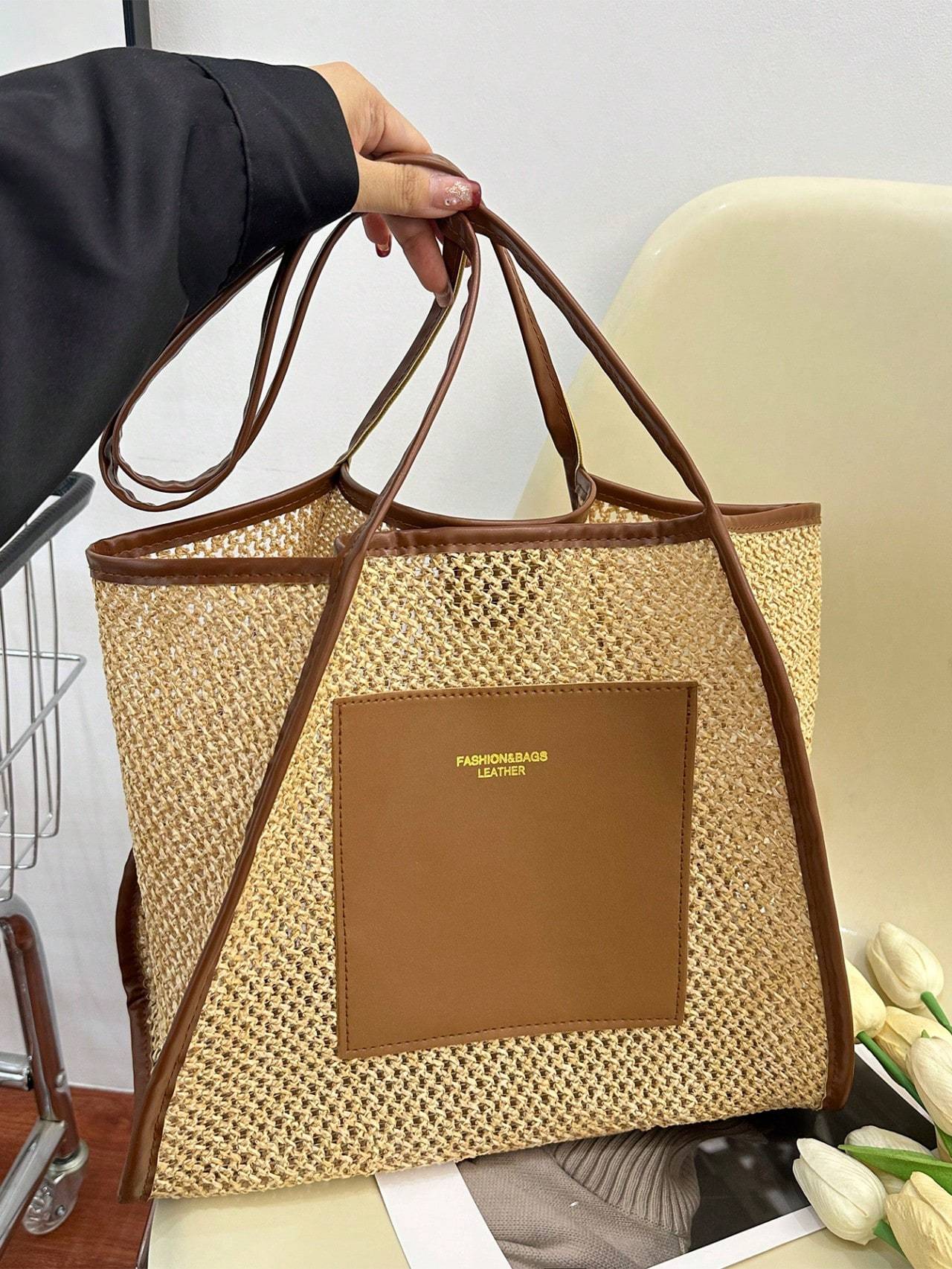 Braided Large-capacity Fashionable Korean Handbag New Versatile Ins Casual And Stylish Shoulder Tote Bag